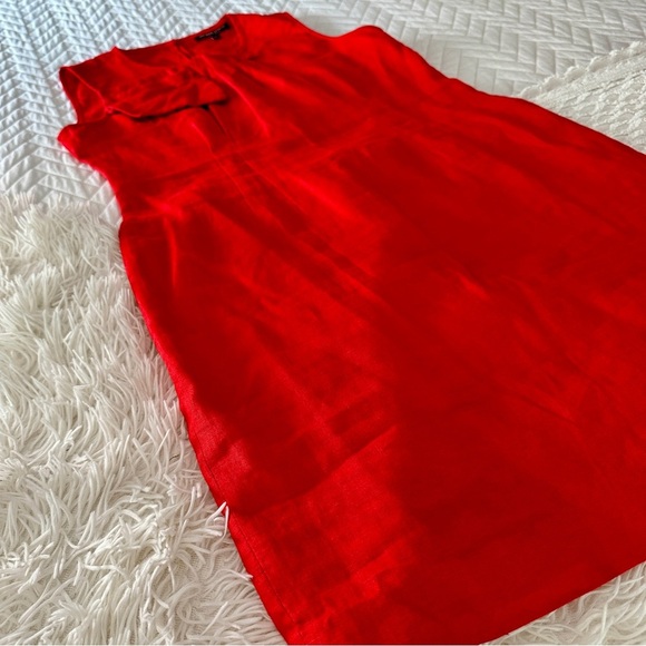 Adrienne Vittadini Red Linen Sheath Dress w/ Statement Bow Detail Size 6 (EUC) - Picture 11 of 16